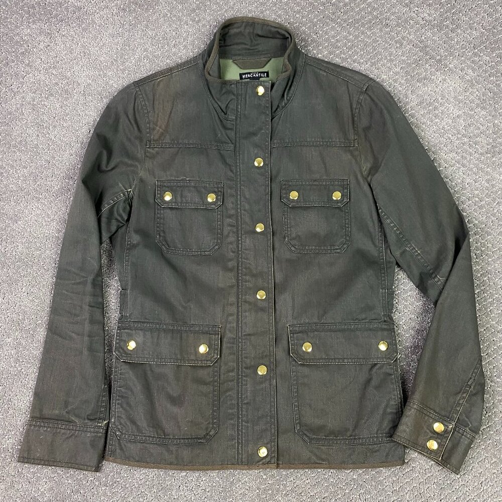 J. CREW Boyfriend Field Jacket Coat Women's Medium Olive Green Utility Chore